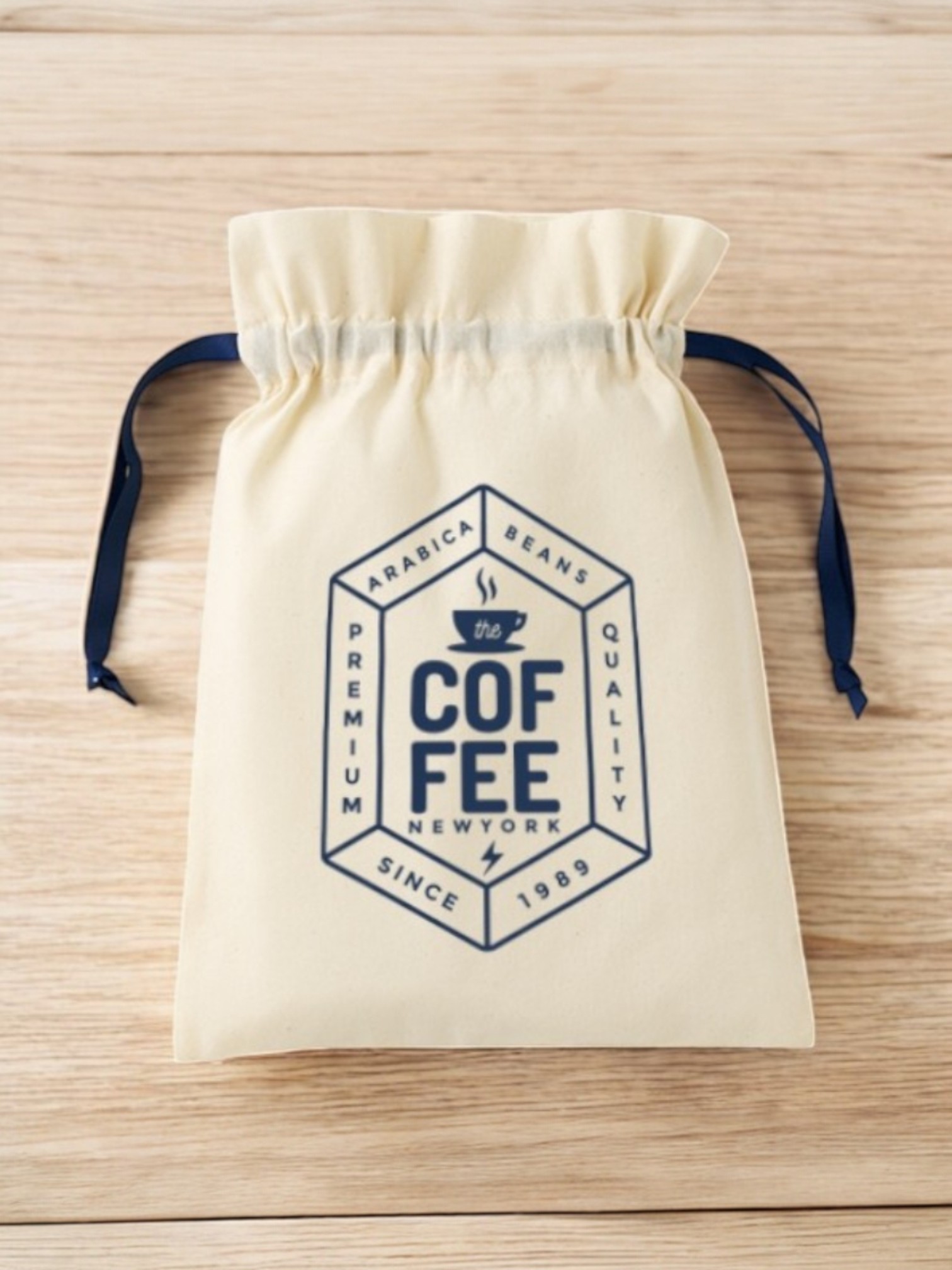 コットンカラーリボン巾着（M）