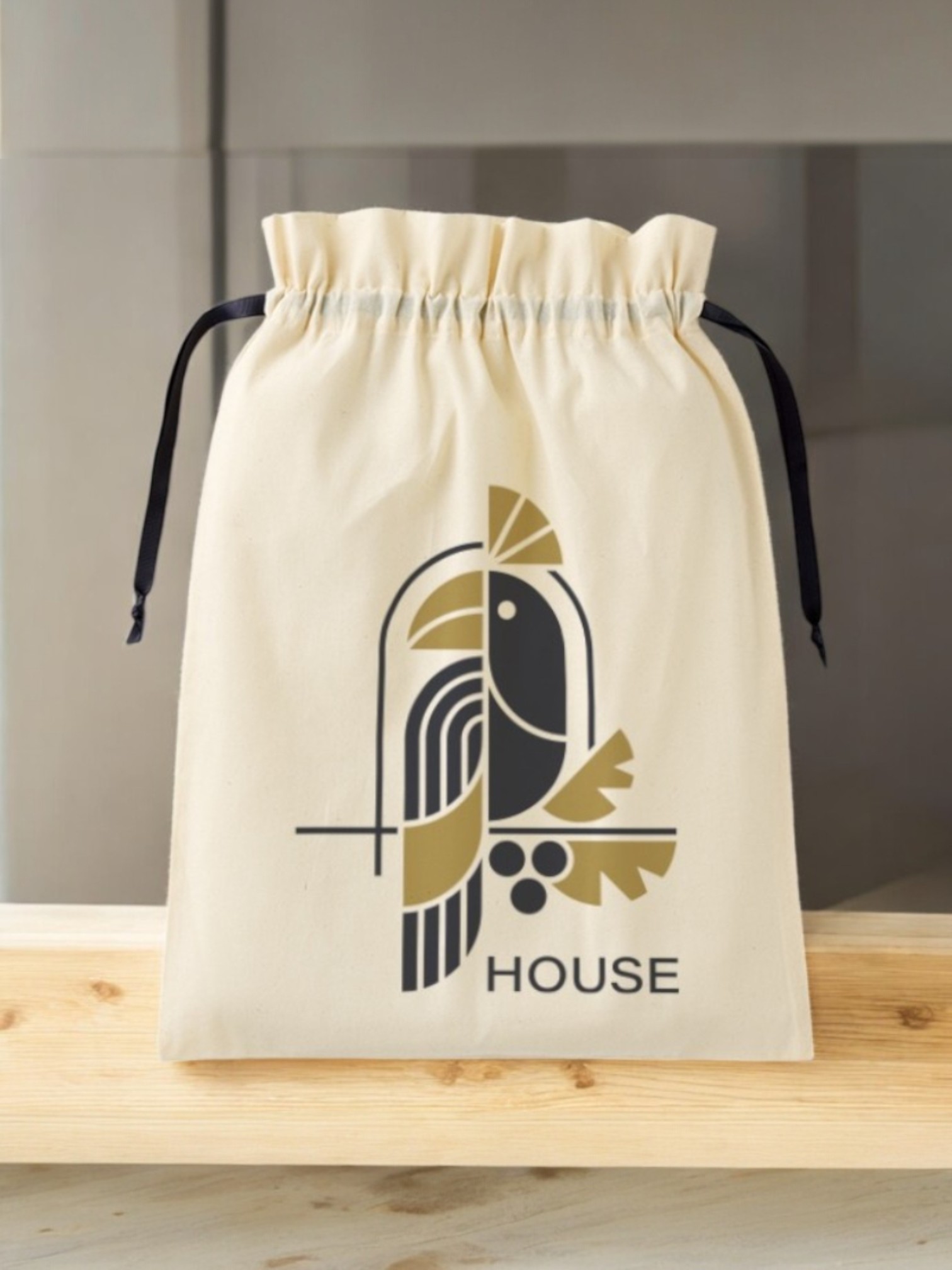 コットンカラーリボン巾着（L）