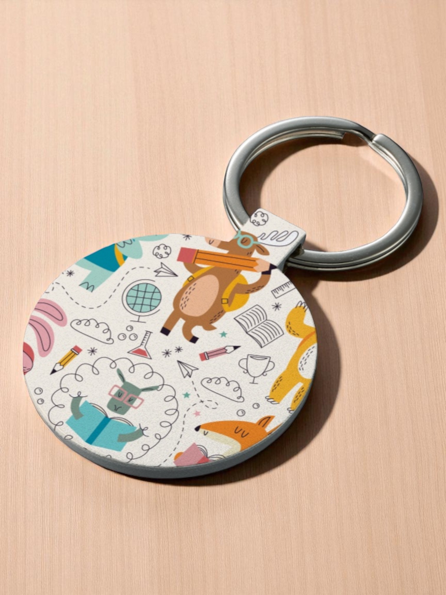 ミラー付メタルキーホルダーラウンド