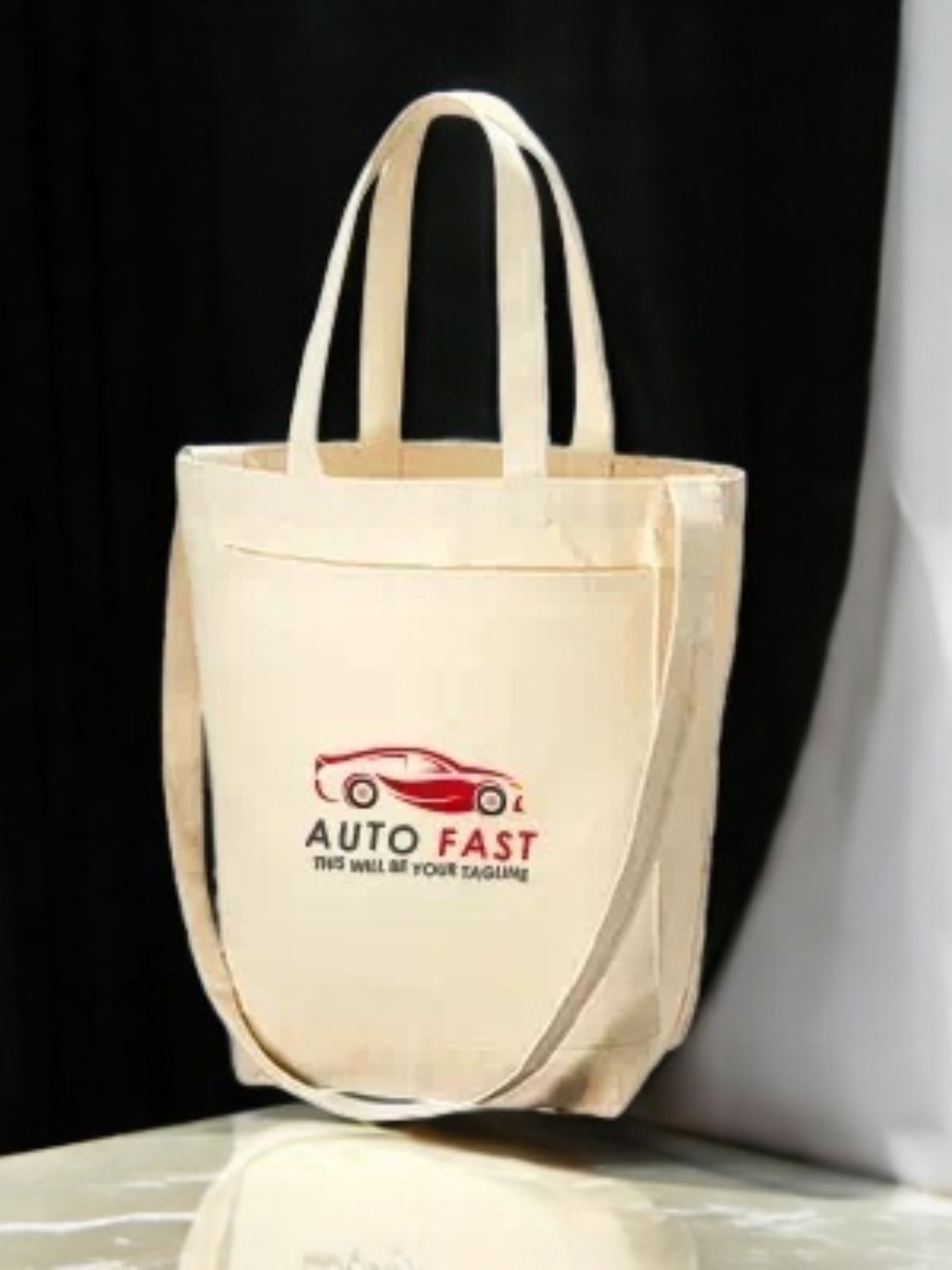 キャンバスフロントポケットショルダートート