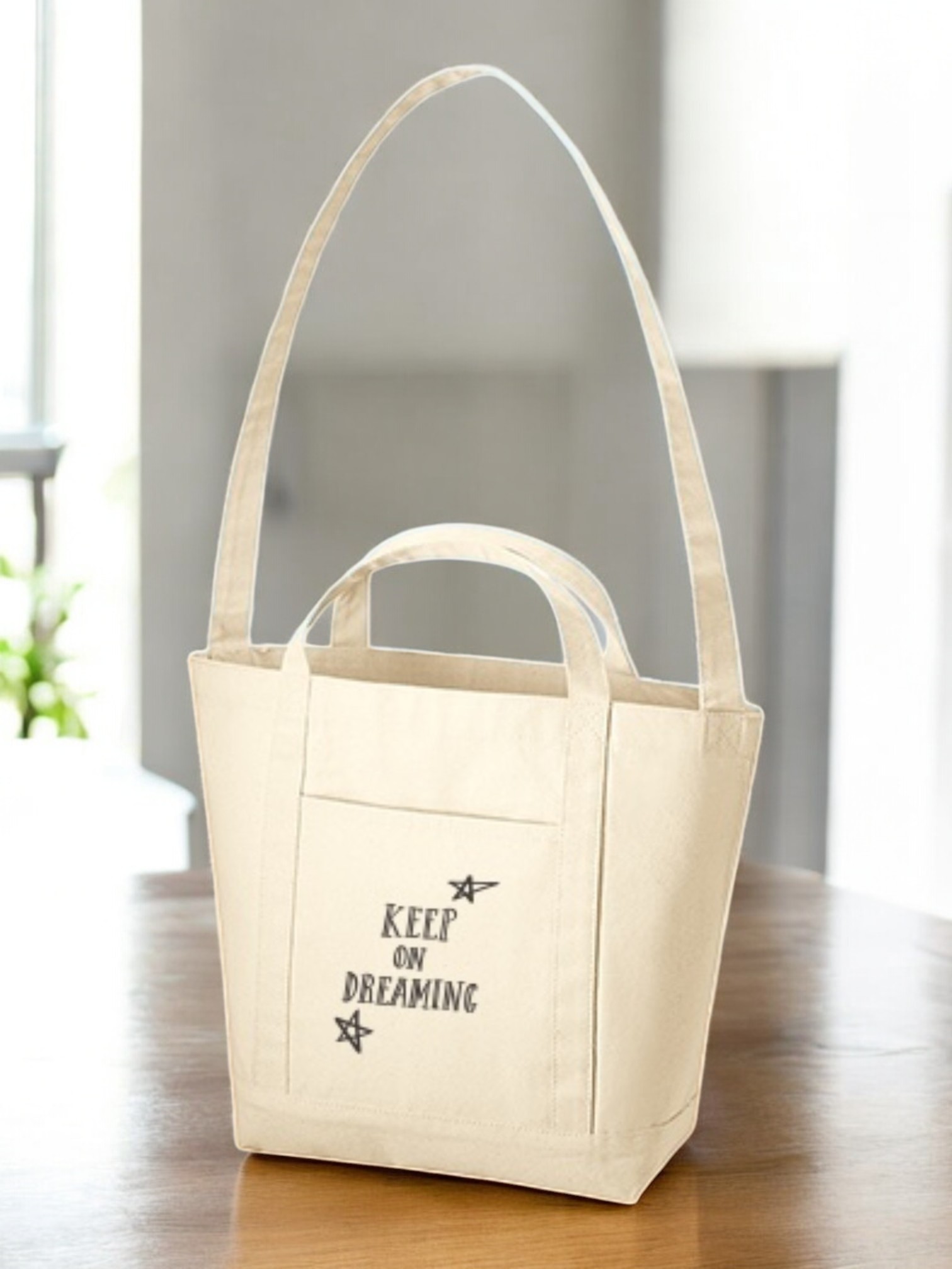 キャンバスラインショルダートート