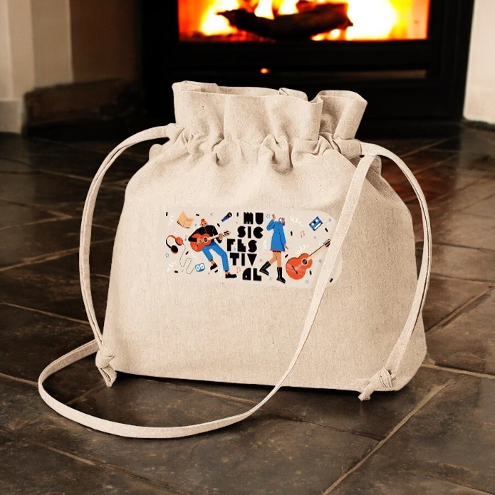 シャンブリック巾着ショルダーバッグ