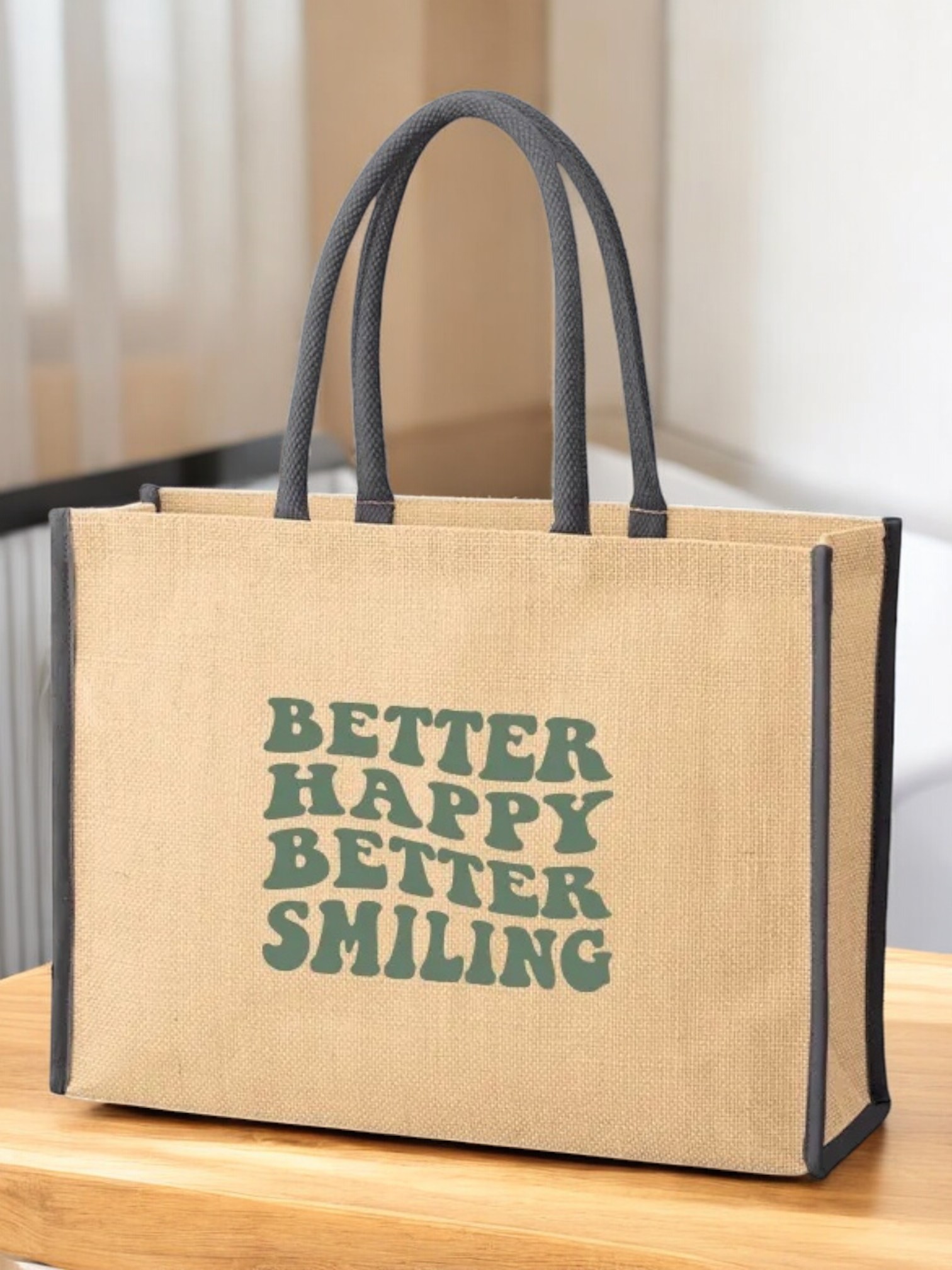 ジュートスクエアパイピングトート（L）