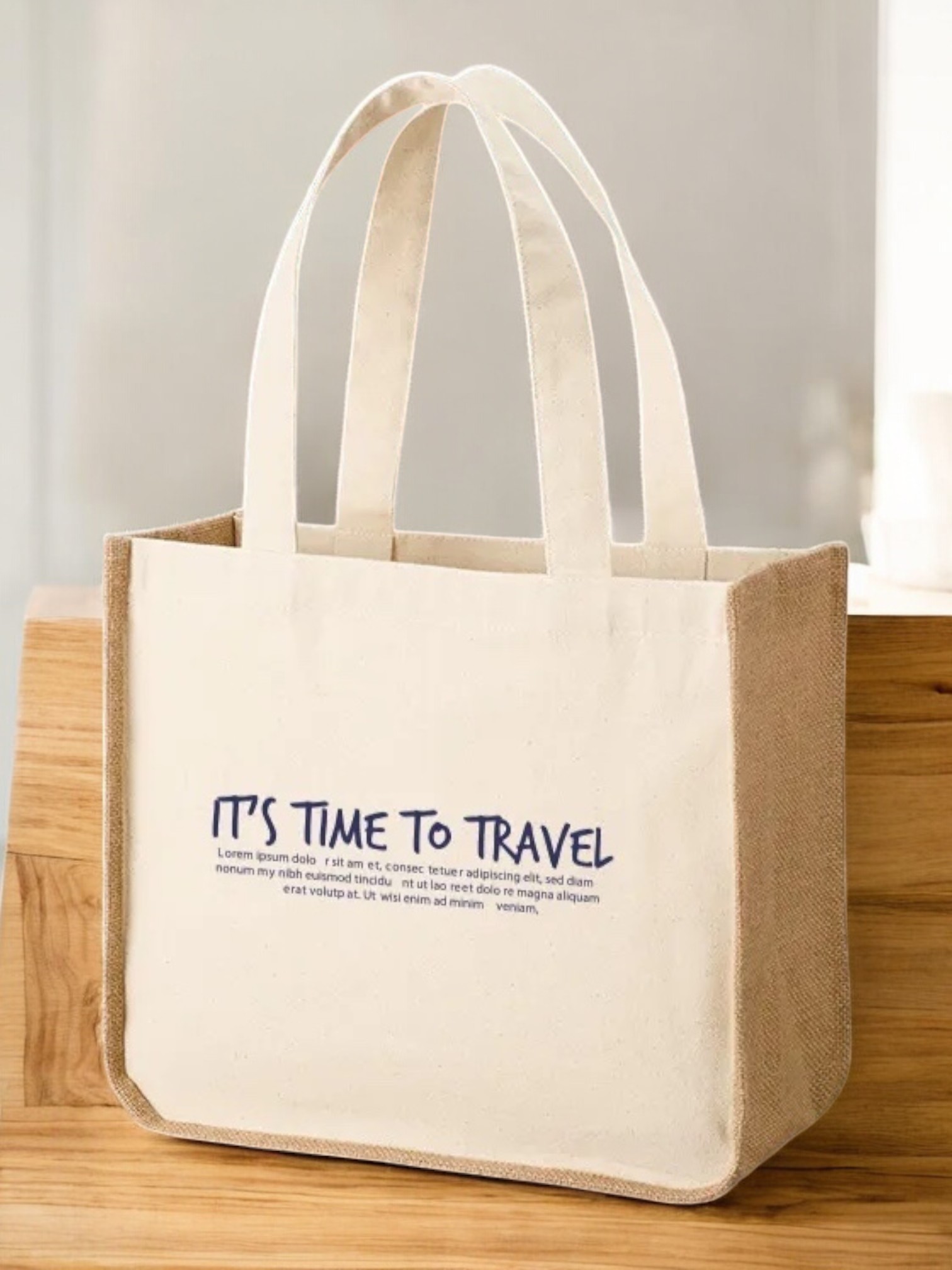 ジュート&キャンバスコンビトート（M）