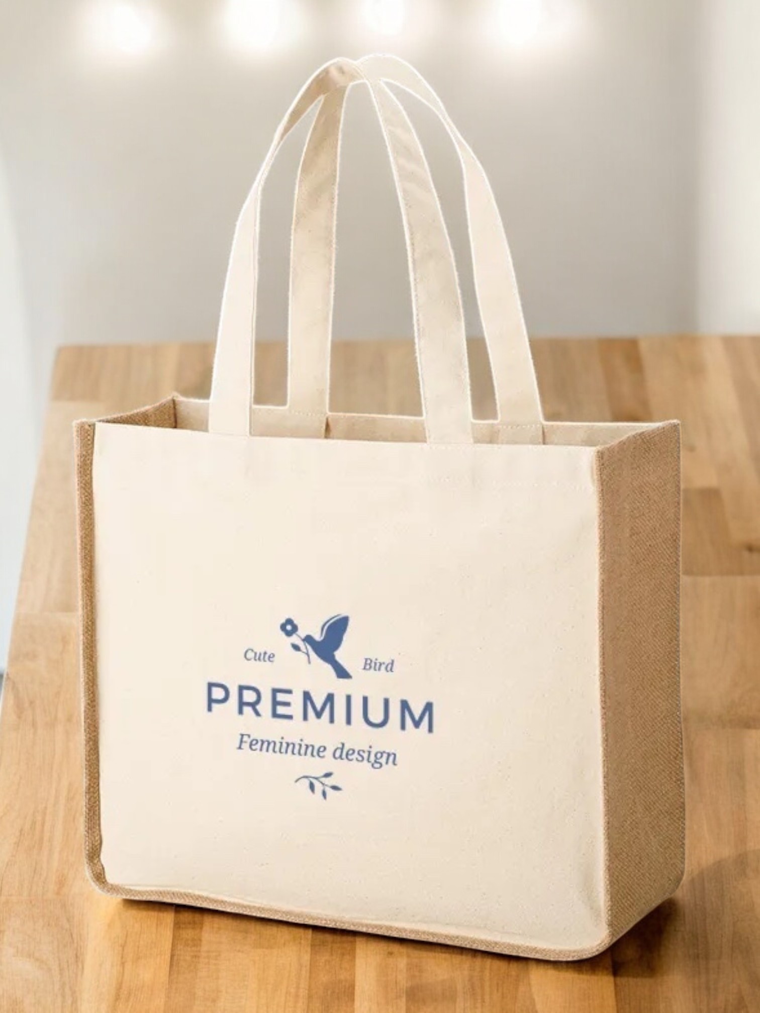 ジュート&キャンバスコンビトート（L）