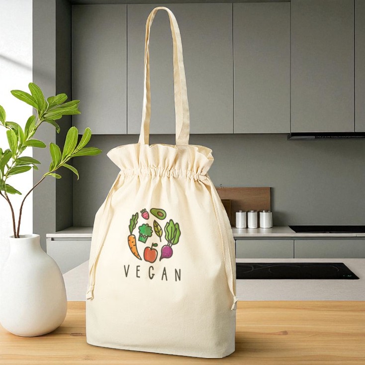 オーガニックコットンガゼット巾着トート