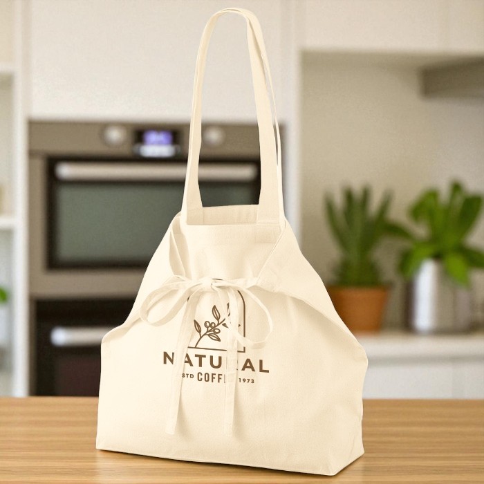 オーガニック厚手コットン紐リボントート