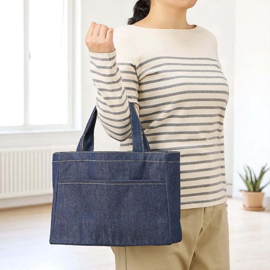 デニムフロントポケットトートインディゴ